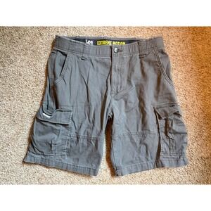Lee Extreme Motion Mens Cargo Shorts Gray Performance Series Size 34